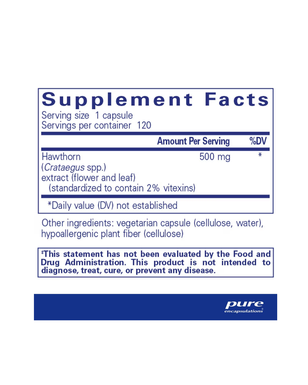 Pure Encapsulations Hawthorn Extract supplement bottle front label image