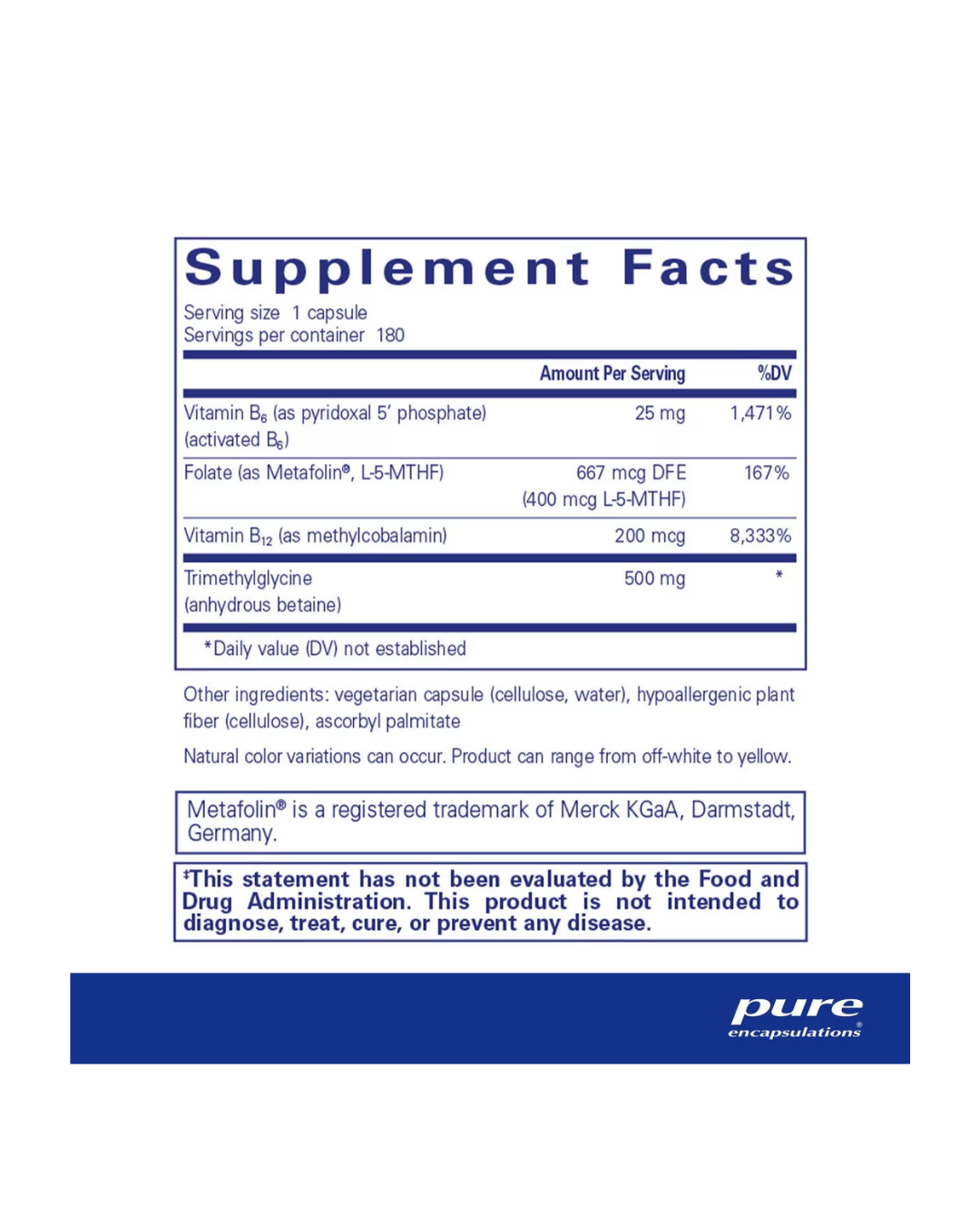 Pure Encapsulations Homocysteine Factors supports cardiovascular and methylation health