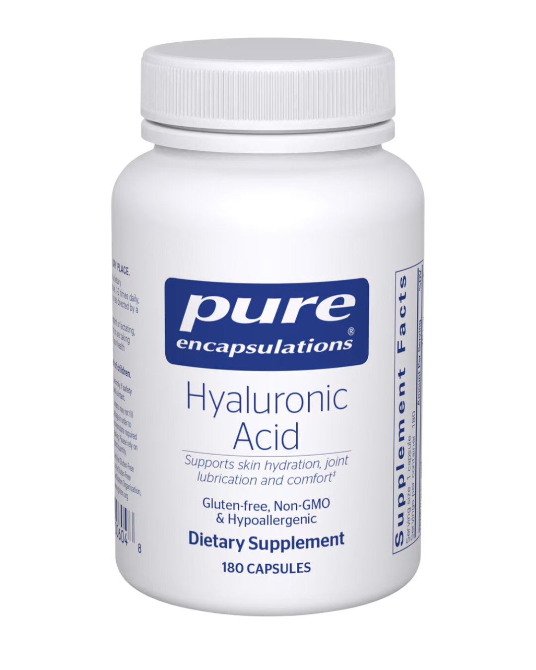 Pure Encapsulations Hyaluronic Acid label showing supplement facts and usage information