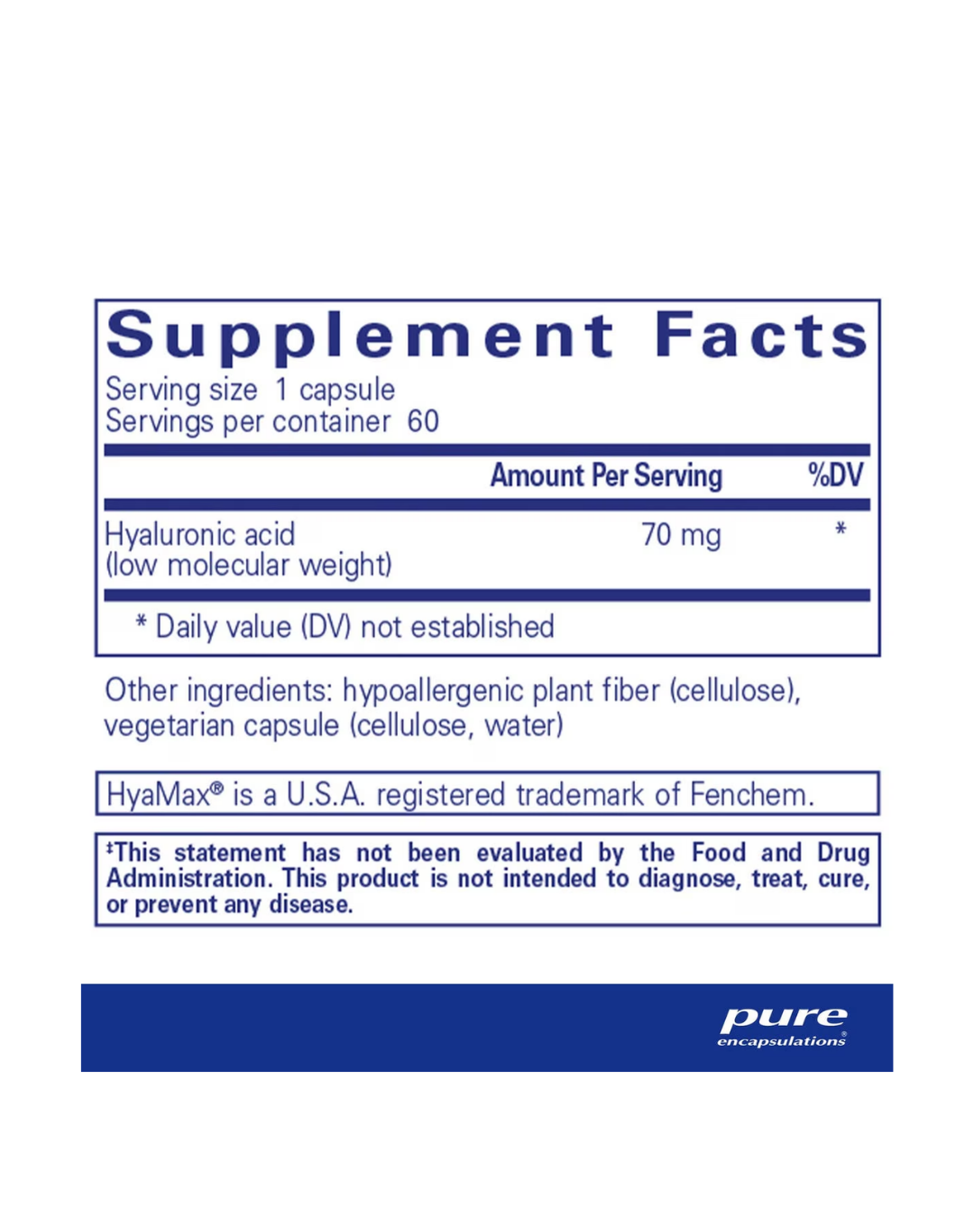 Pure Encapsulations Hyaluronic Acid supplement bottle packaging image