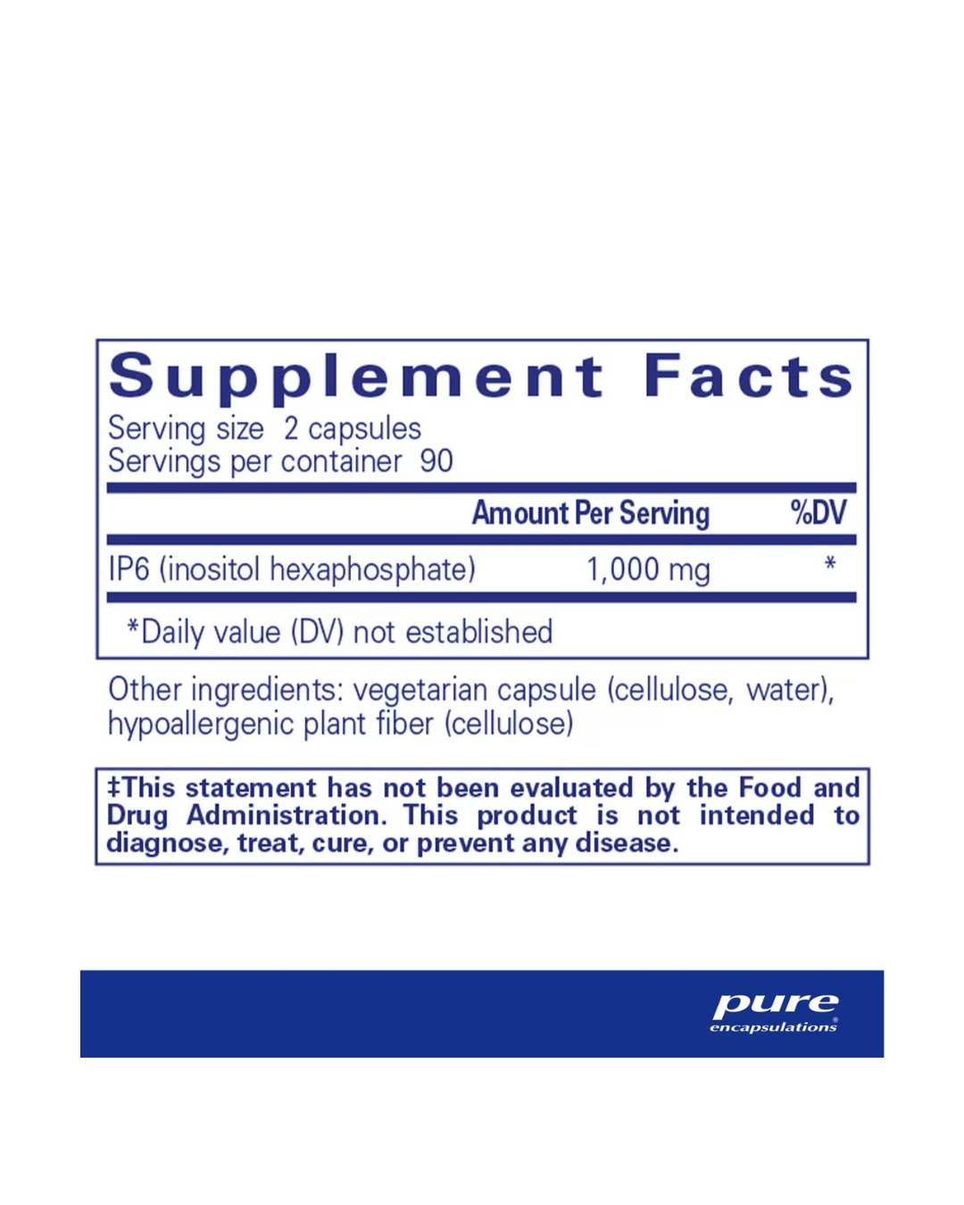 Pure Encapsulations IP6 supplement container packaging label