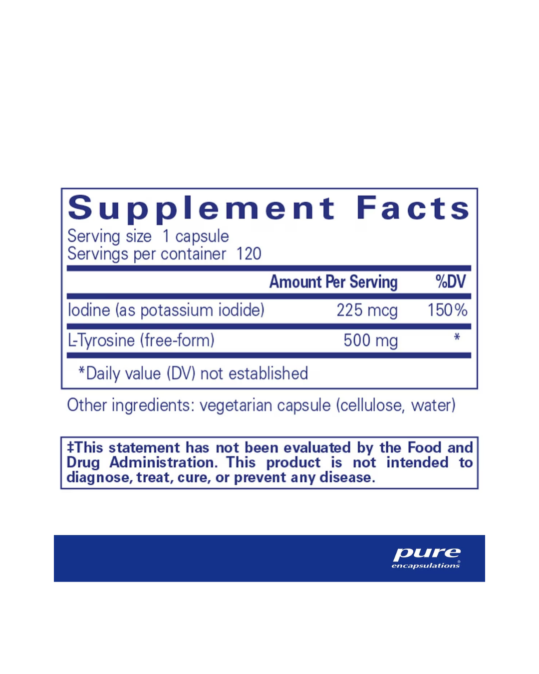 Pure Encapsulations Iodine and Tyrosine 120's