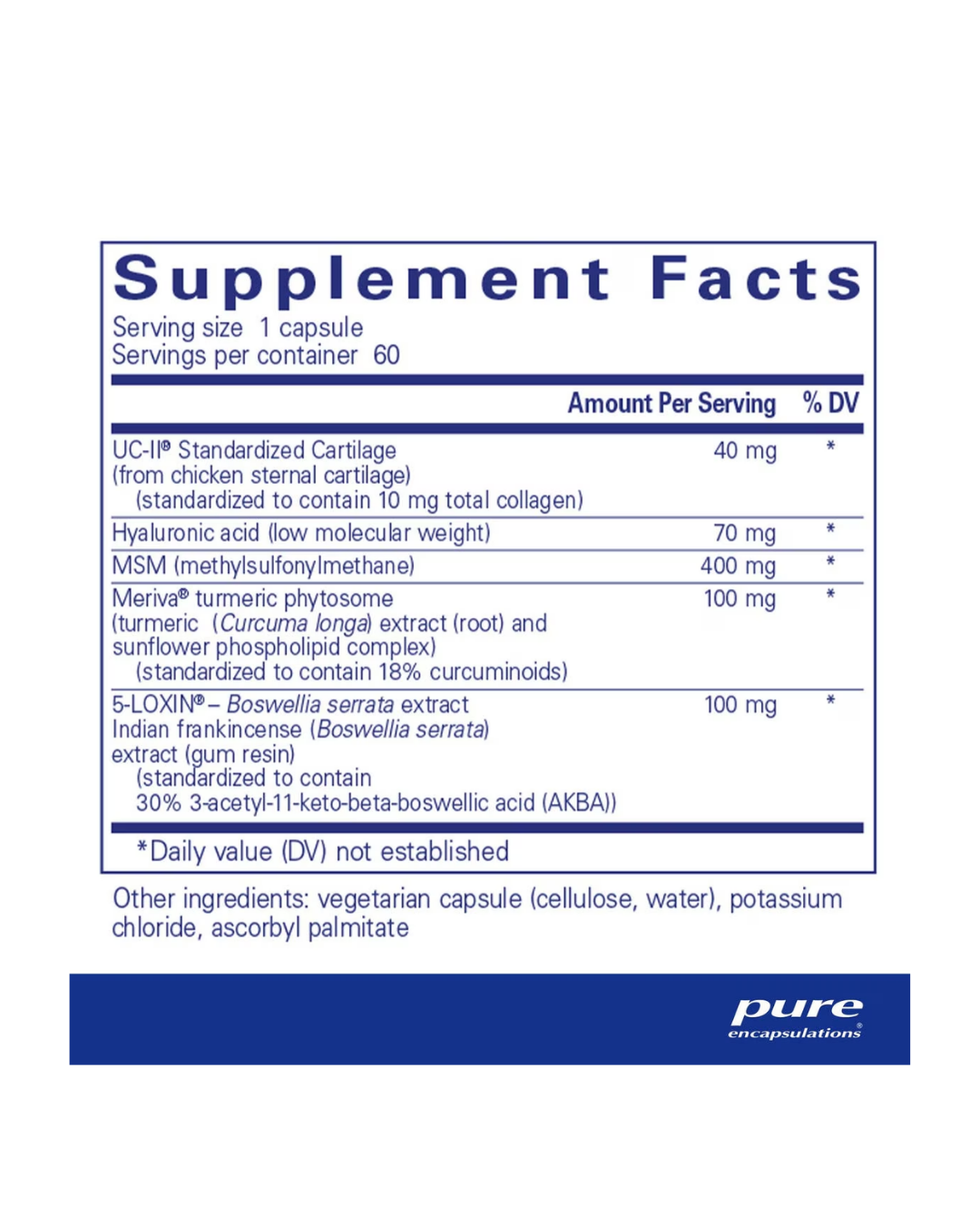 Pure Encapsulations Joint Complex supplement bottle packaging image