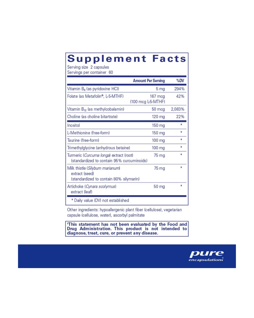 Pure Encapsulations Lipotropic Detox supplement bottle packaging