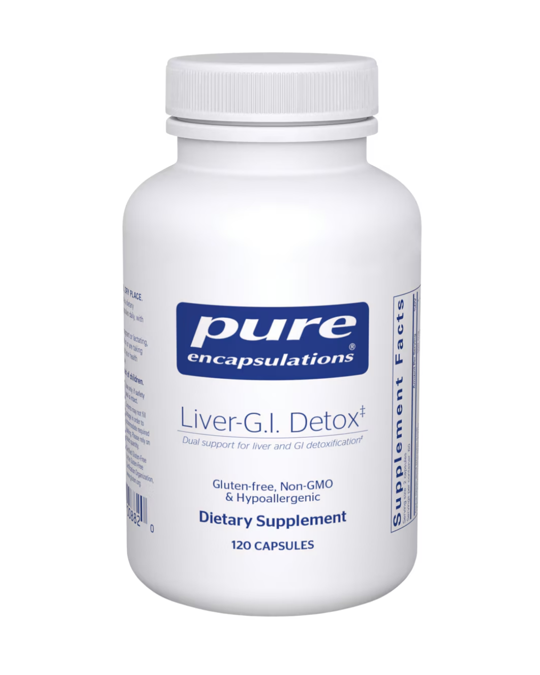 Pure Encapsulations Liver-G.I. Detox label showing supplement facts and usage information