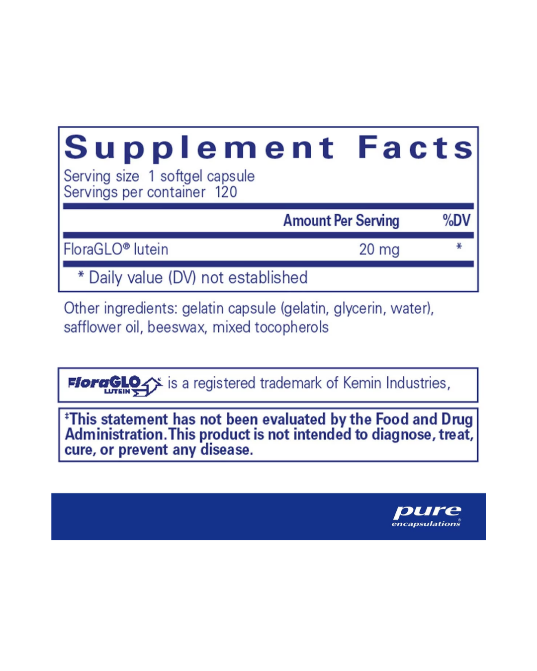 Pure Encapsulations Lutein 20 mg supports macular and eye health