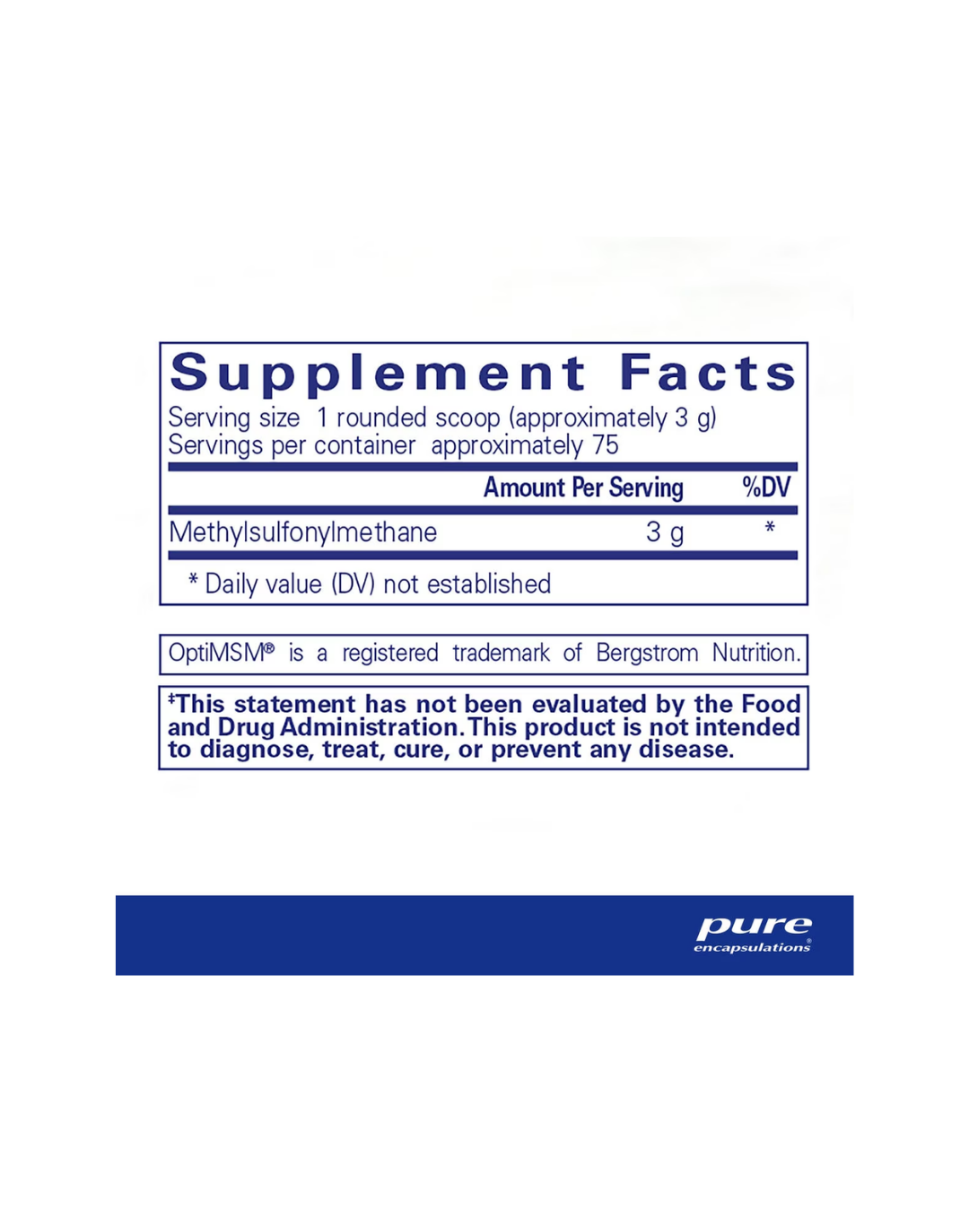 Pure Encapsulations MSM Powder supplement packaging image