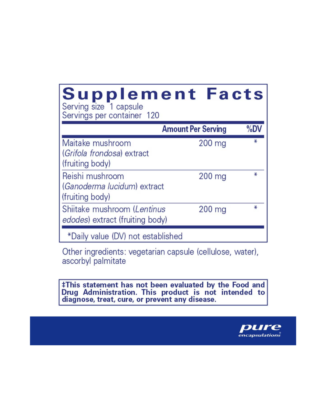 Pure Encapsulations M/R/S Mushroom Formula 120's