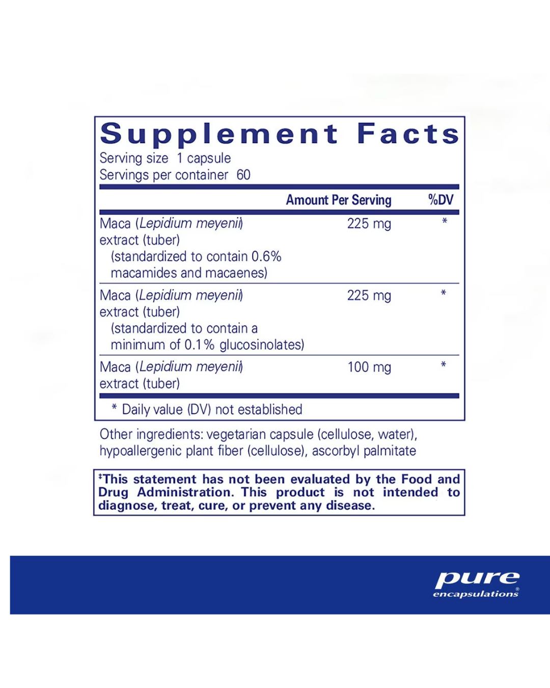 Pure Encapsulations Maca-3 supplement bottle packaging image