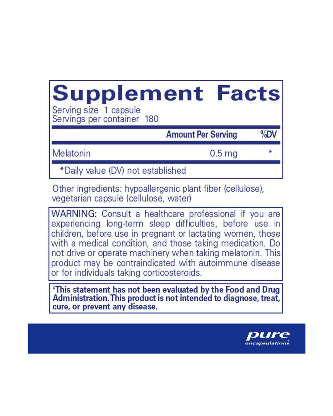 Pure Encapsulations Melatonin 0.5 Mg
