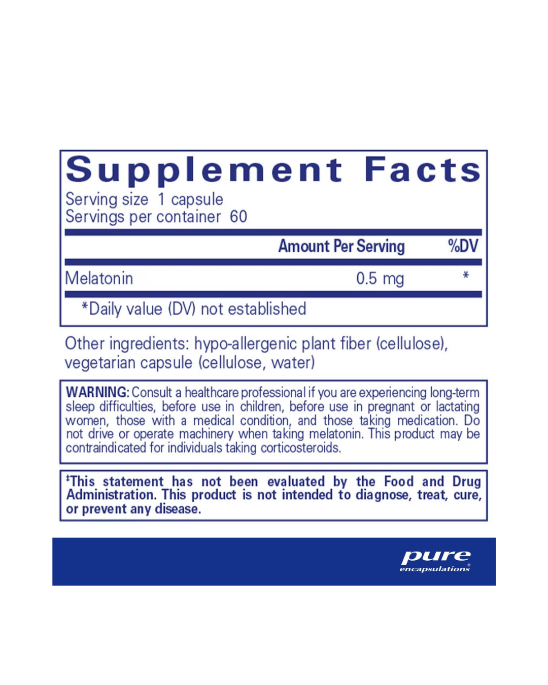 Pure Encapsulations Melatonin 0.5 Mg