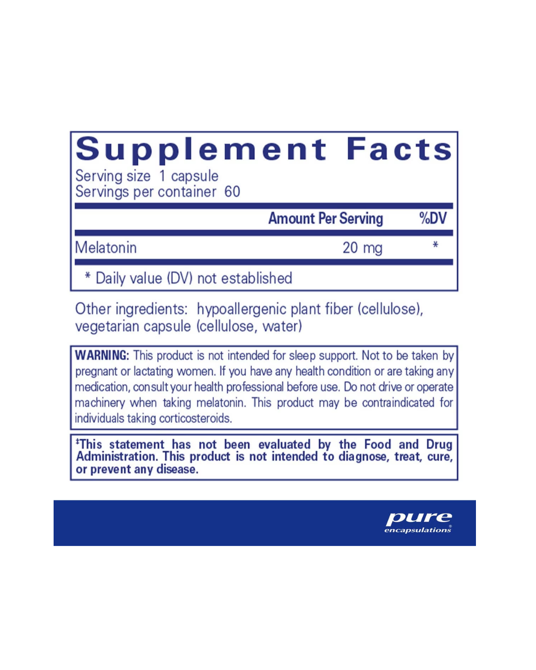 Pure Encapsulations Melatonin 20 mg supports restful sleep and relaxation