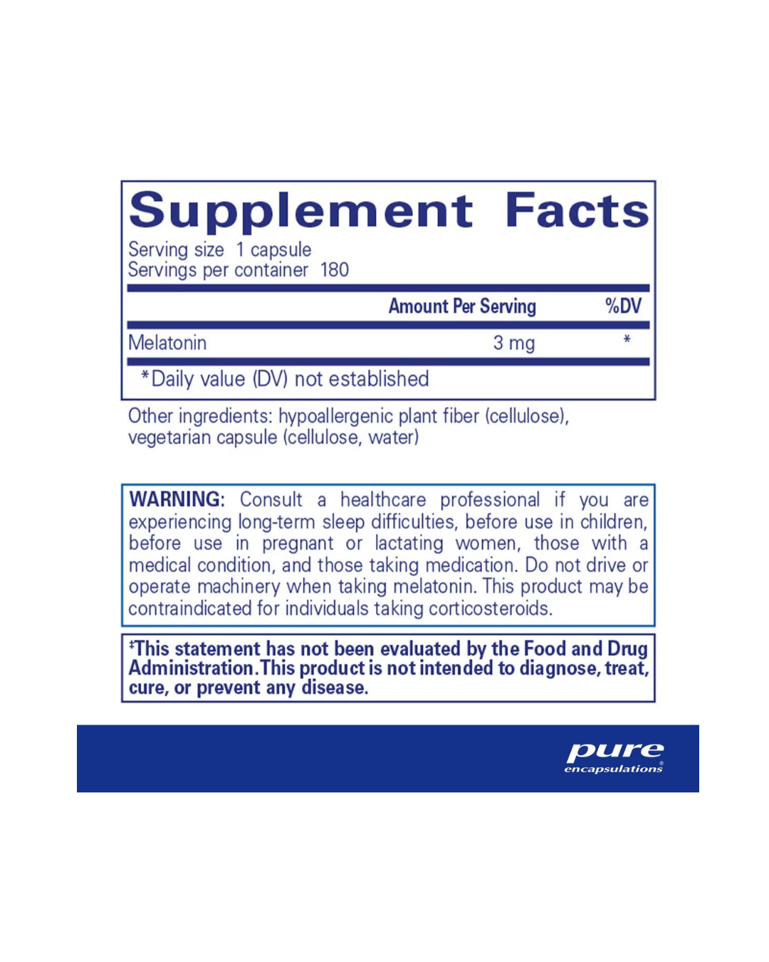 Pure Encapsulations Melatonin 3 Mg
