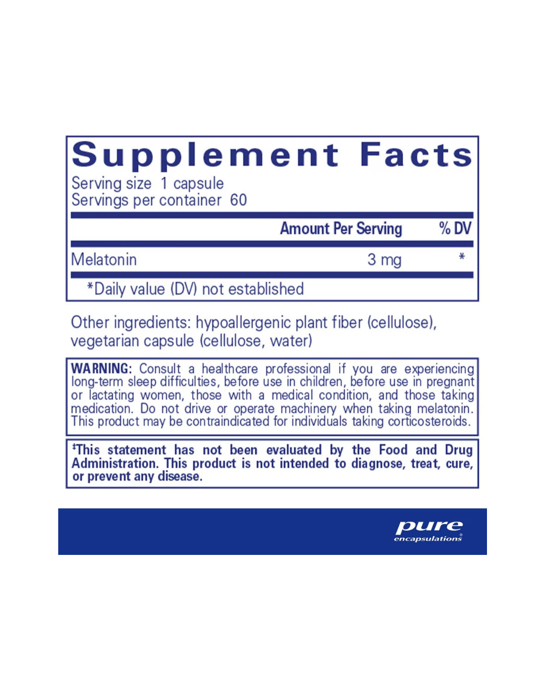 Pure Encapsulations Melatonin 3 Mg