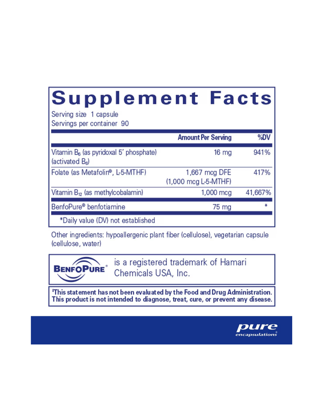 Pure Encapsulations Folate 1000 methylated folate supplement for cellular and nervous system health