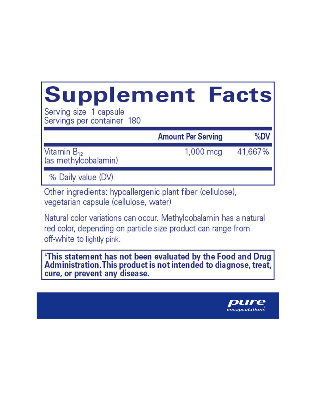 Pure Encapsulations Methylcobalamin 1,000 mcg