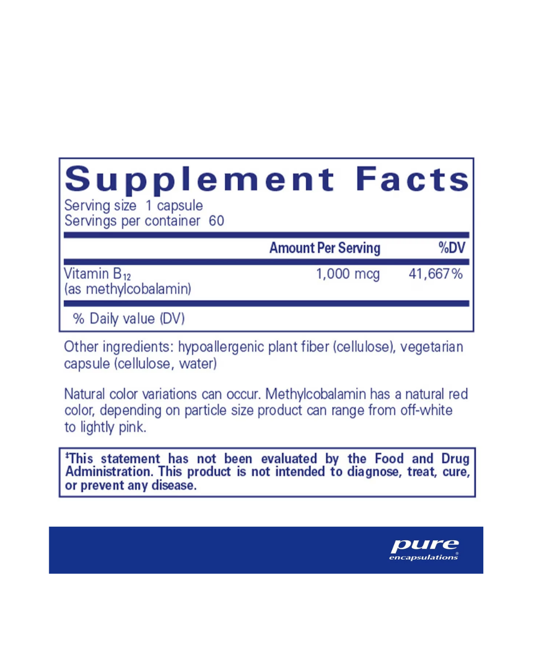 Pure Encapsulations Methylcobalamin 1,000 mcg