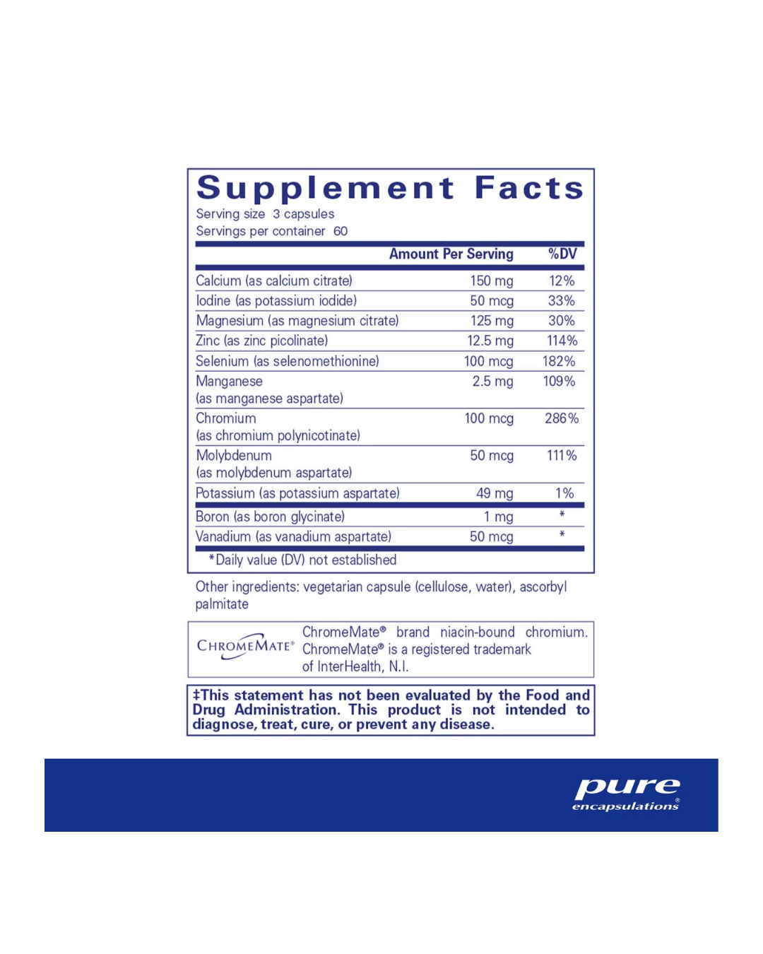 Pure Encapsulations Mineral 650 w/o Cu &Fe 180's