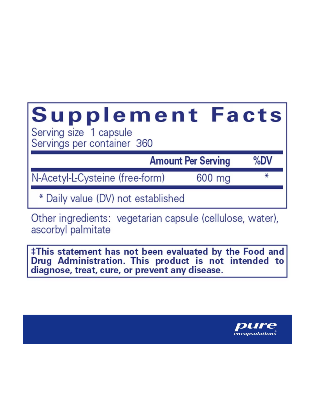 Pure Encapsulations NAC (n-acetyl-l-cysteine) 600 mg