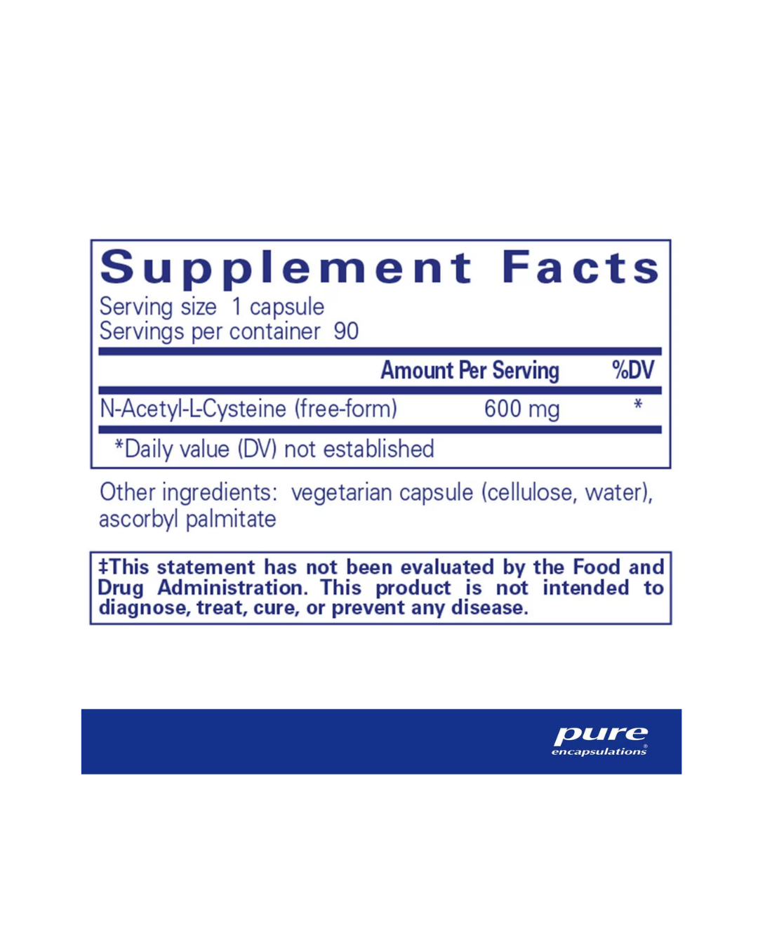 Pure Encapsulations NAC (n-acetyl-l-cysteine) 600 mg