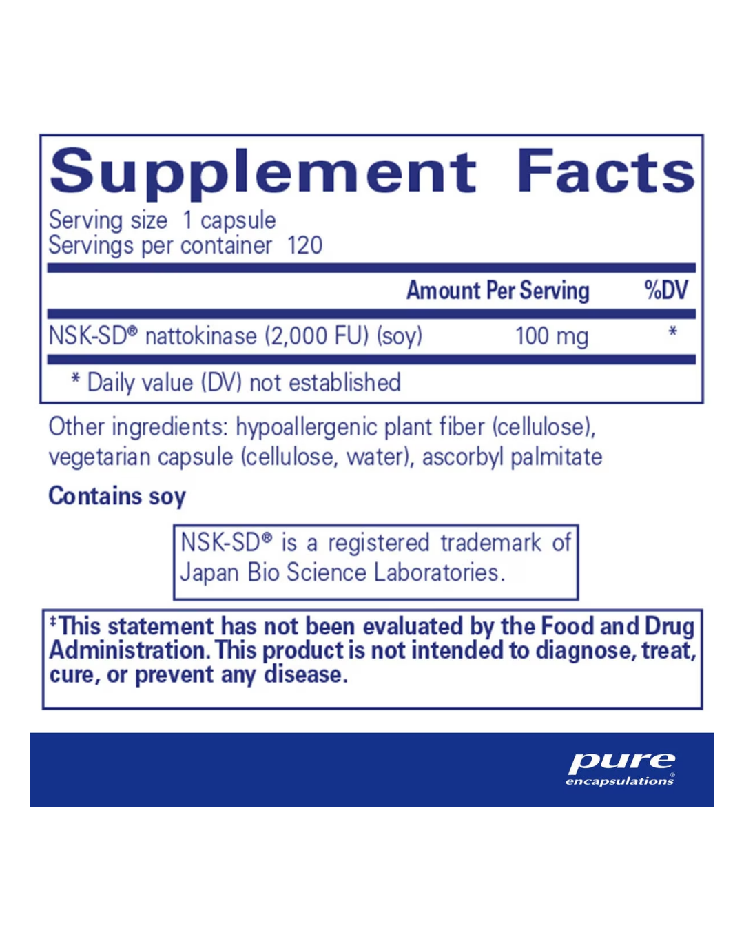 Pure Encapsulations NSK-SD® (Nattokinase) 100 mg