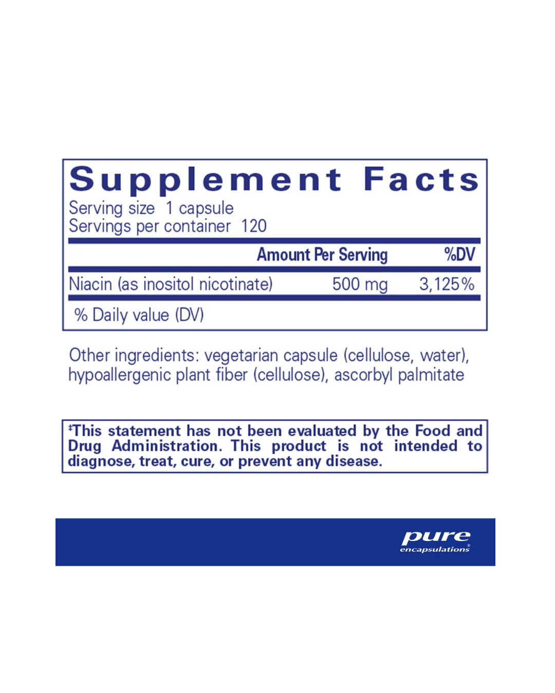 Pure Encapsulations Niacitol® (no-flush niacin) 500 mg 120's