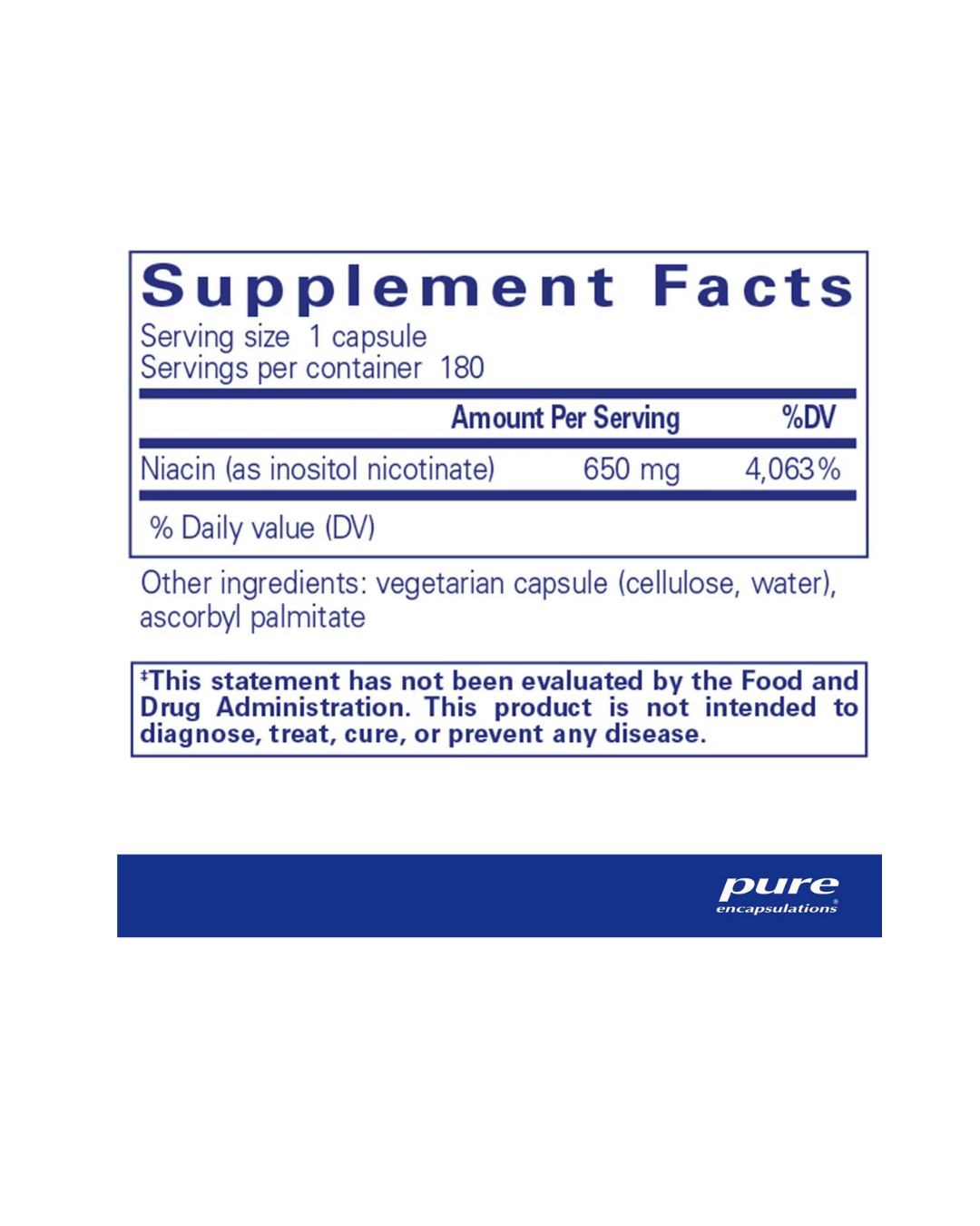 Pure Encapsulations Niacitol® (no-flush niacin) 650 mg 180's