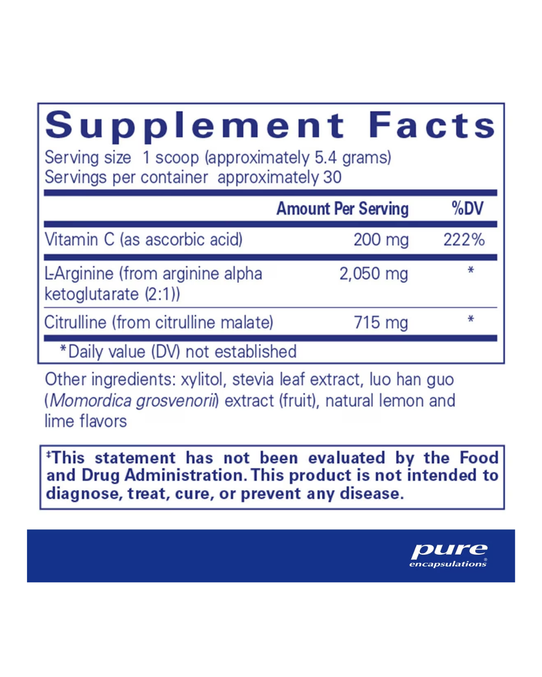 Pure Encapsulations Nitric Oxide Support powder supplement packaging image