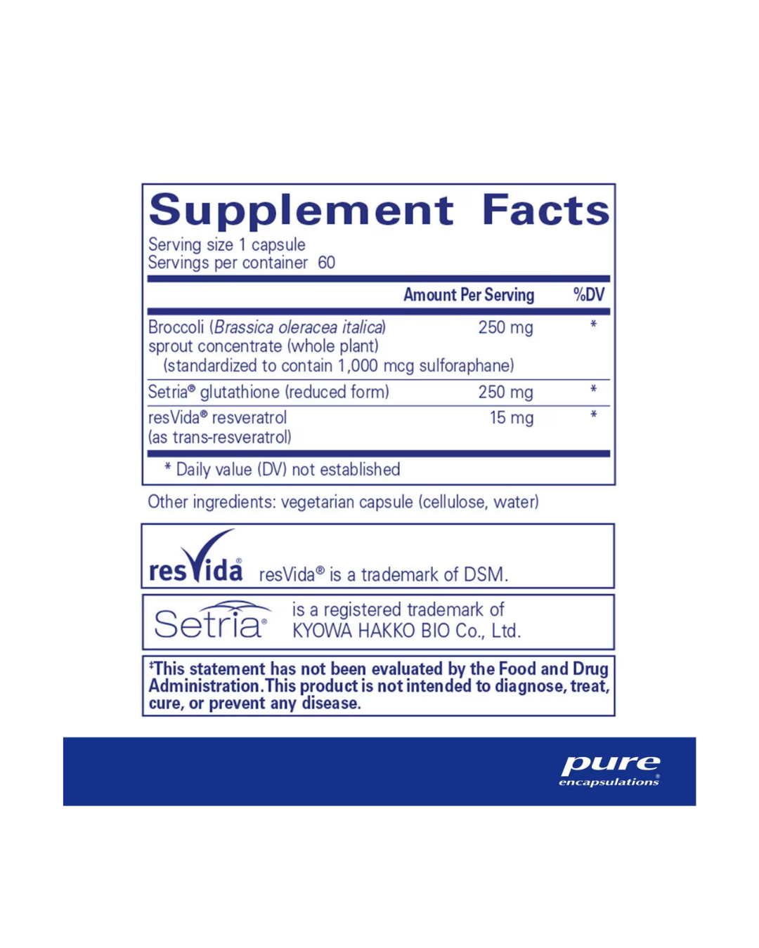 Pure Encapsulations Nrf2 Detox supplement bottle front packaging