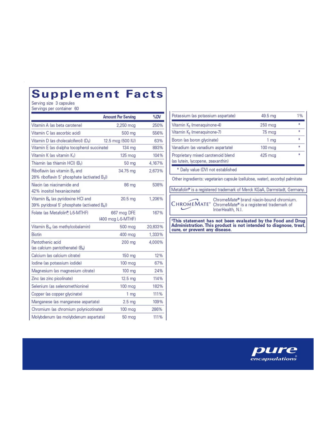 Pure Encapsulations Nutrient 950® with Vitamin K 180's