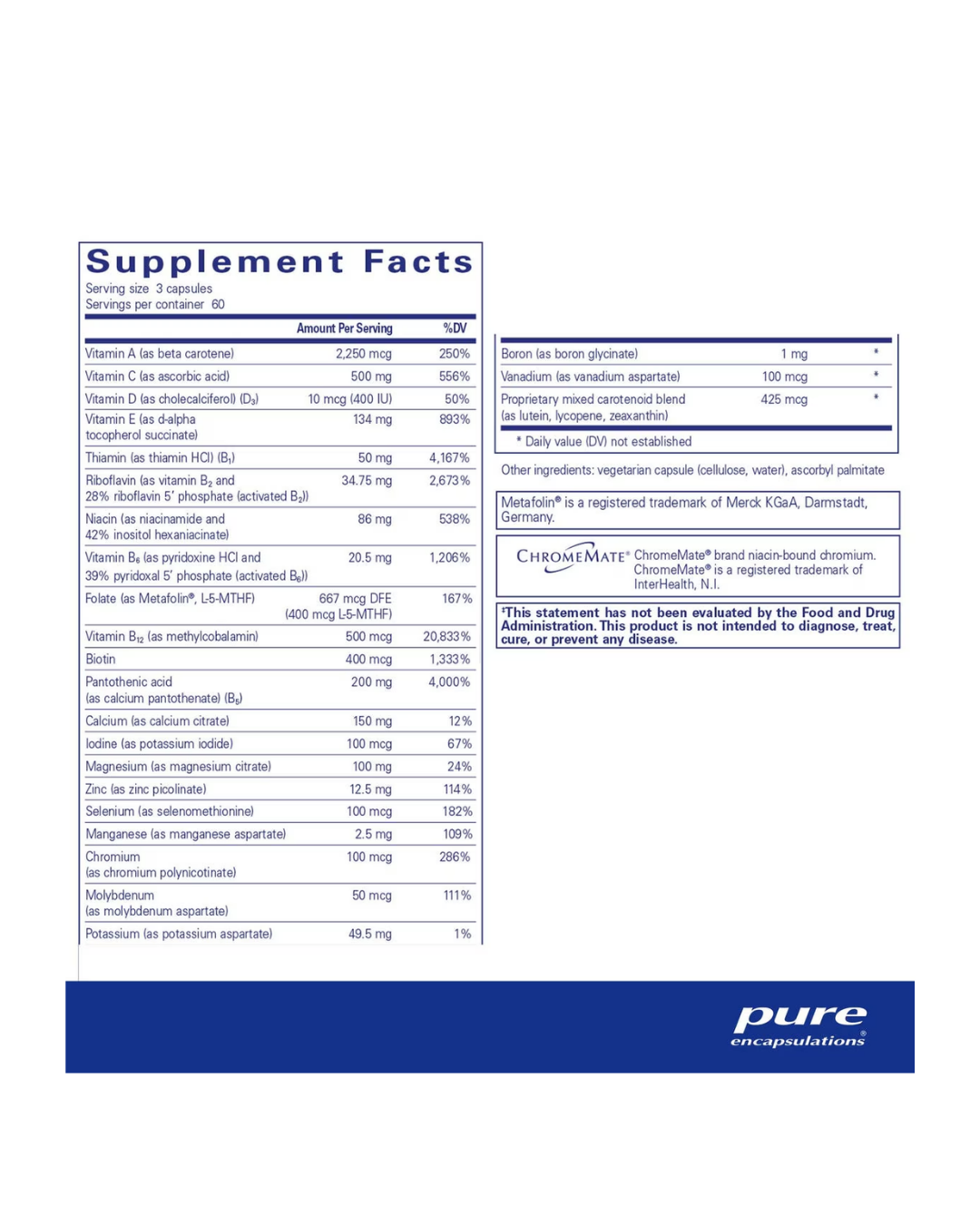 Pure Encapsulations Nutrient 950® without Copper & Iron