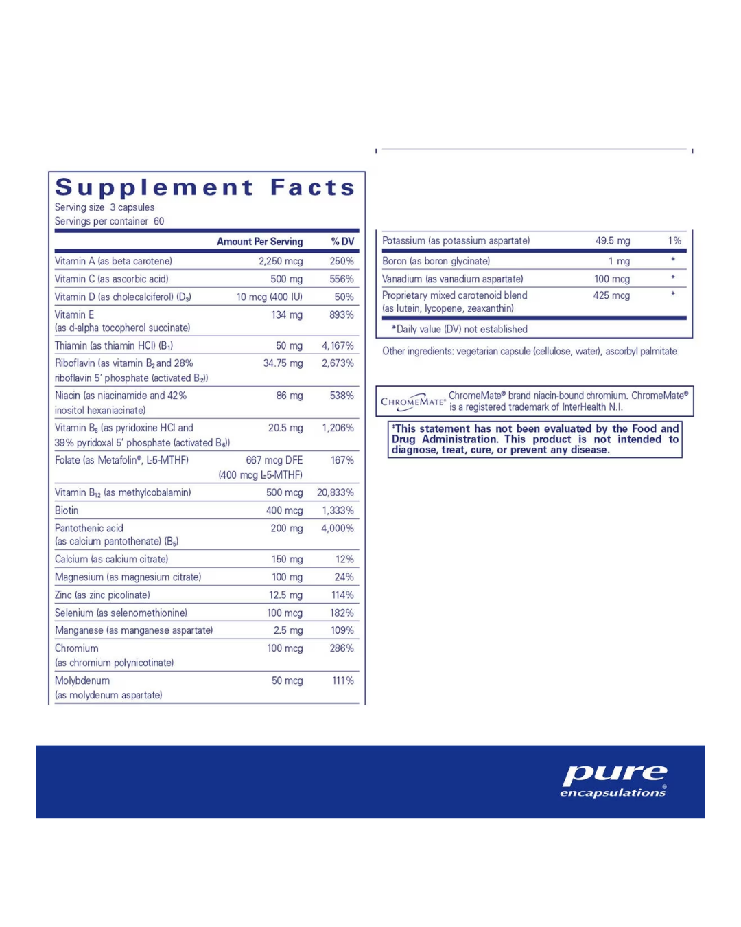 Pure Encapsulations Nutrient 950® without Copper, Iron & Iodine 180's