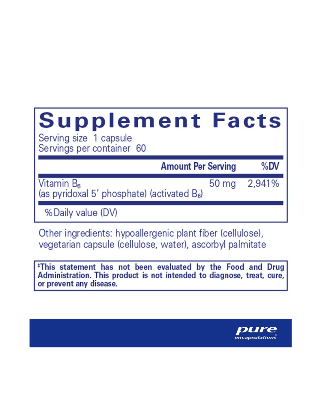 Pure Encapsulations P5P 50 activated vitamin B6 supplement bottle packaging