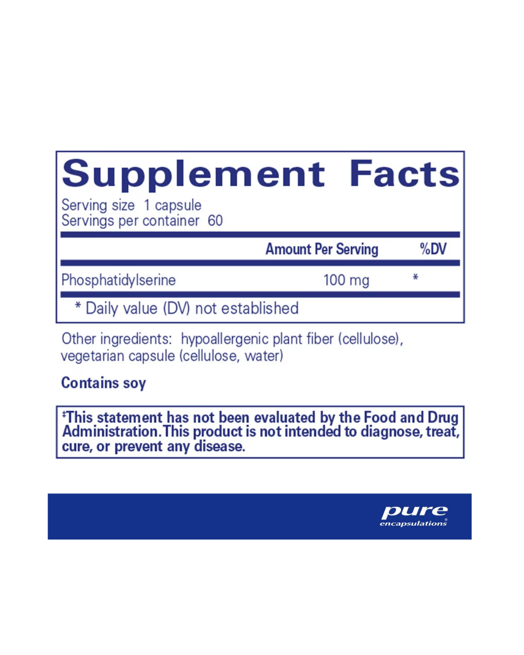 Pure Encapsulations PS 100 phosphatidylserine supplement bottle image