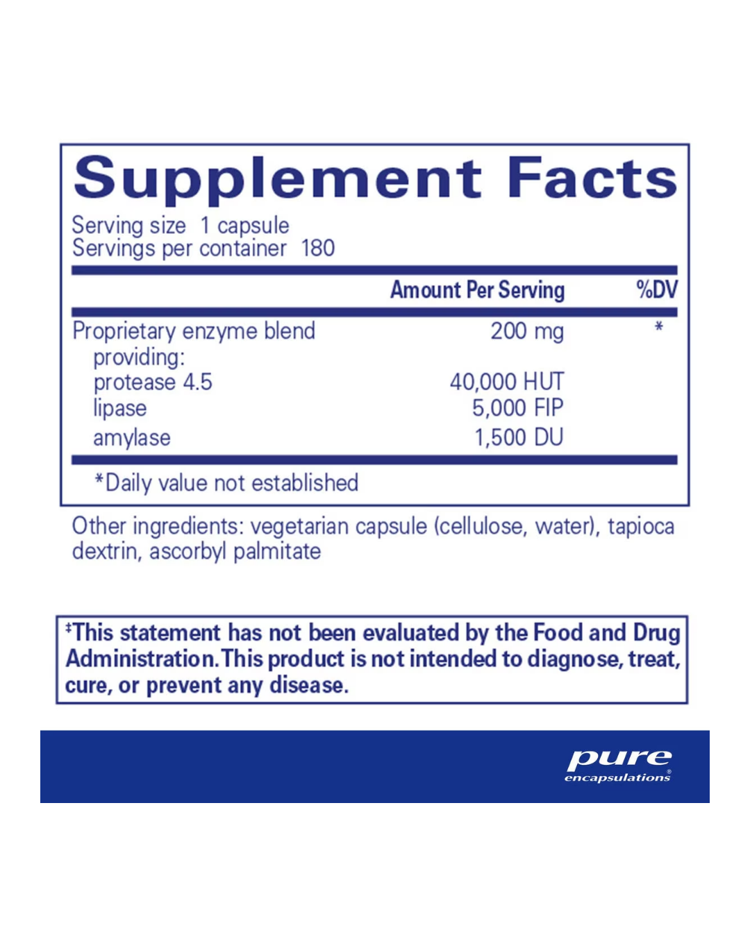 Pure Encapsulations Pancreatic VegEnzymes supplement bottle packaging image