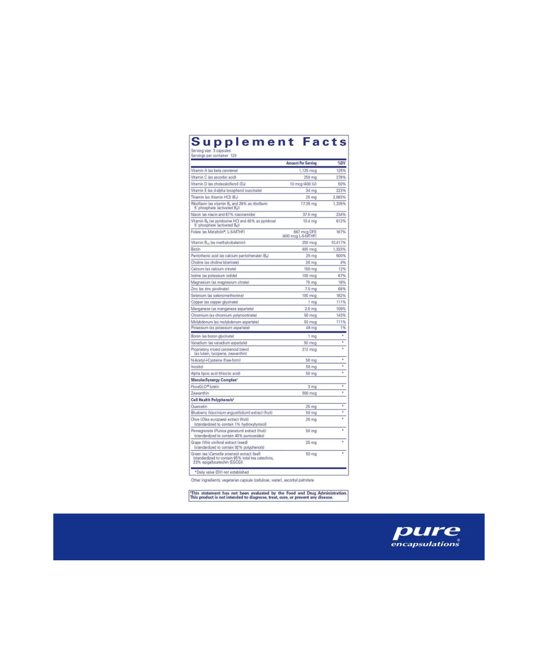 Pure Encapsulations Polyphenol Nutrients supplement packaging bottle image
