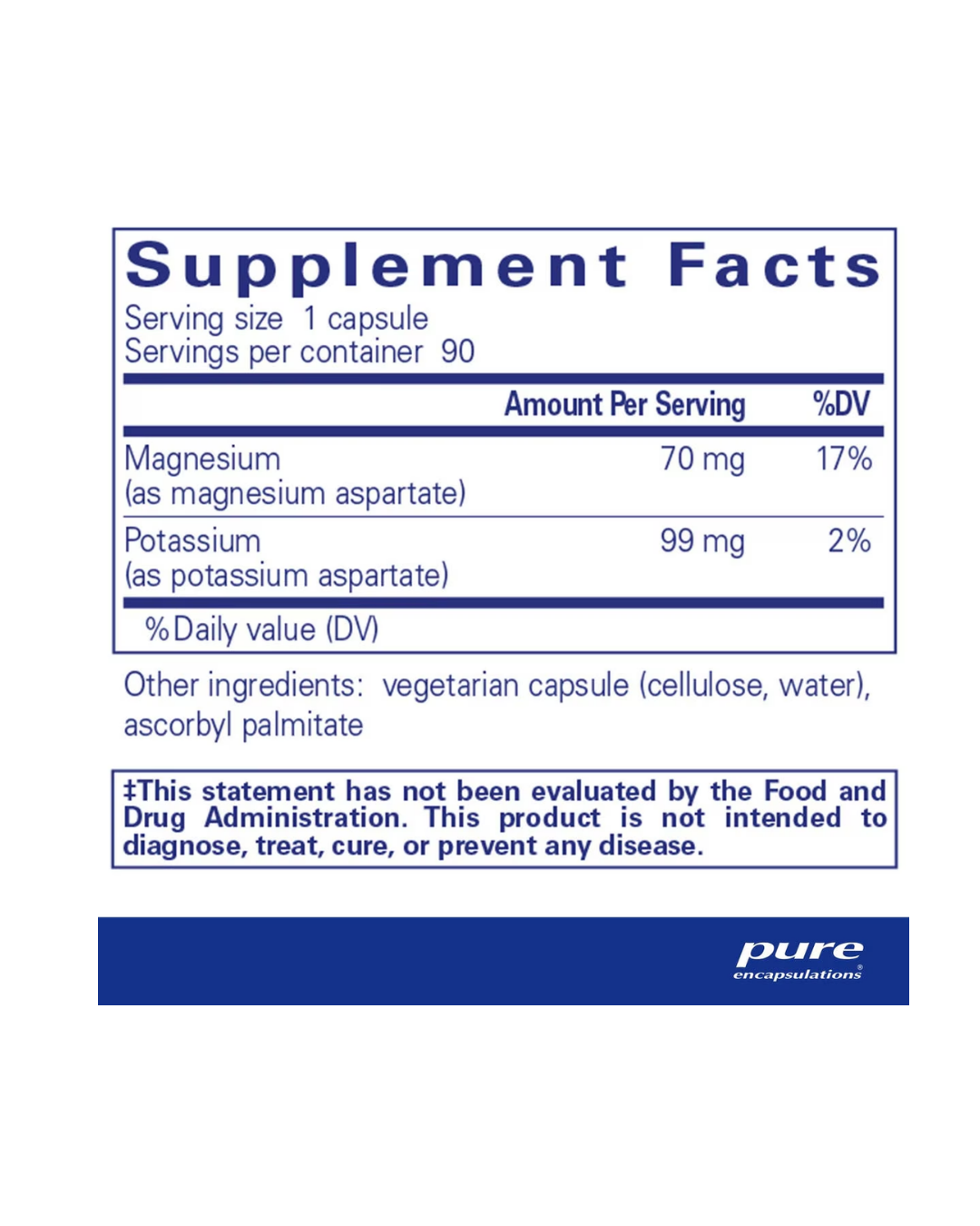 Pure Encapsulations Potassium Magnesium aspartate supplement bottle packaging