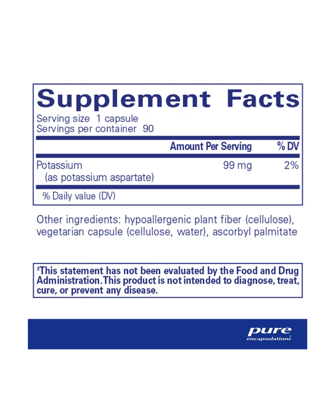Pure Encapsulations Potassium aspartate supplement bottle image