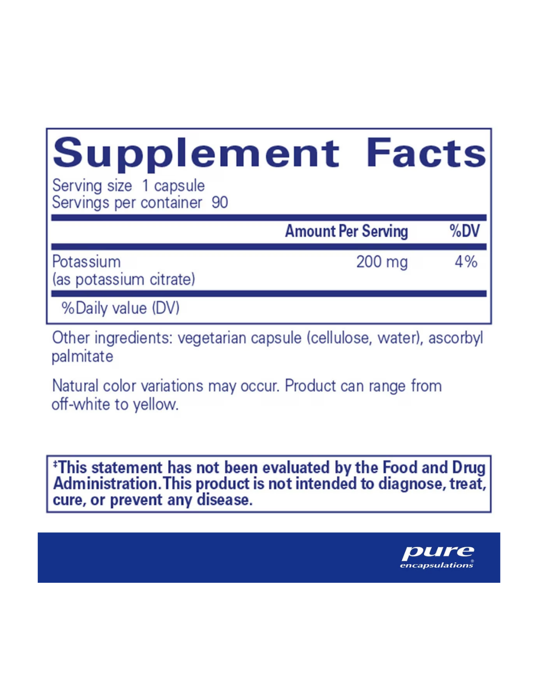 Pure Encapsulations Potassium citrate supplement bottle image
