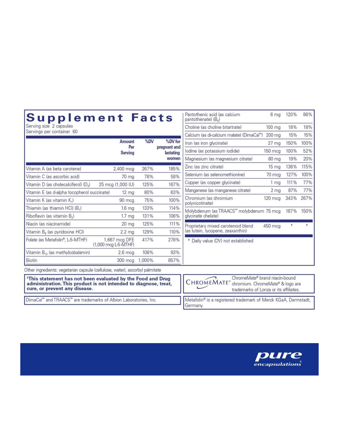 Pure Encapsulations PreNatal Nutrients supplement packaging bottle design