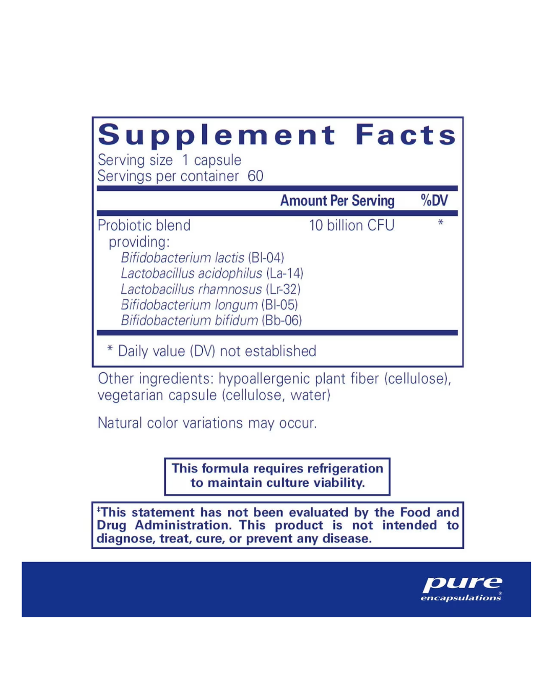 Pure Encapsulations Probiotic-5 supplement packaging bottle design
