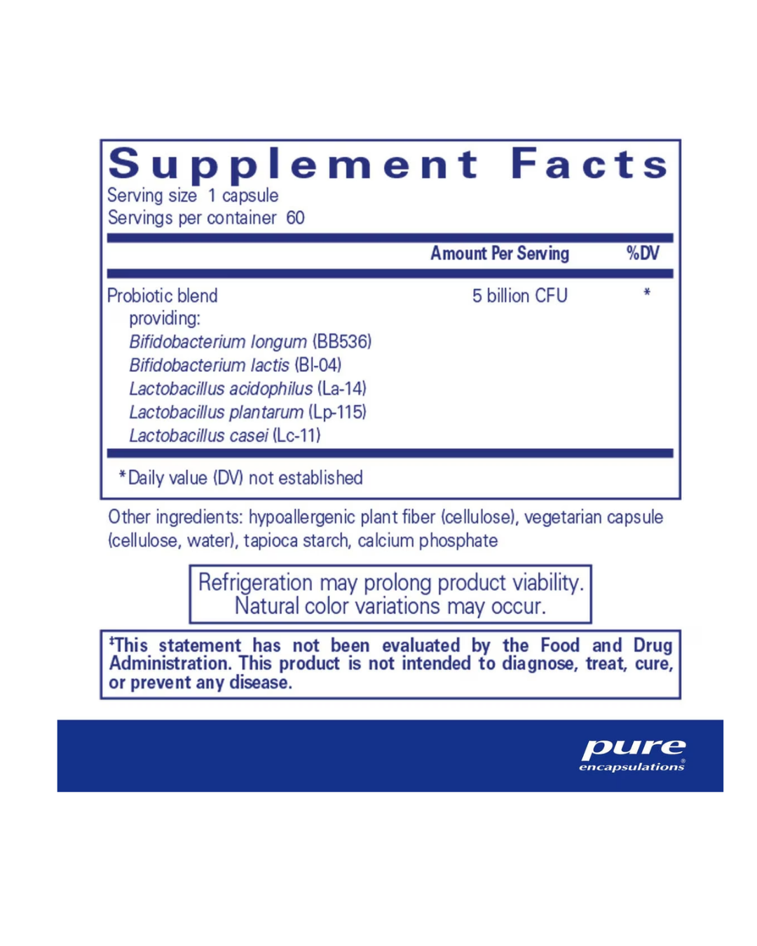 Pure Encapsulations Probiotic IMM supplement bottle front packaging