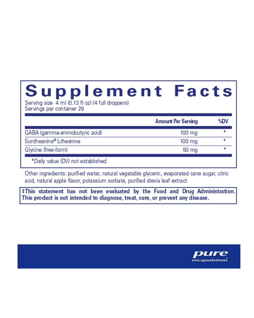 Pure Encapsulations Pure Tranquility liquid supplement bottle packaging