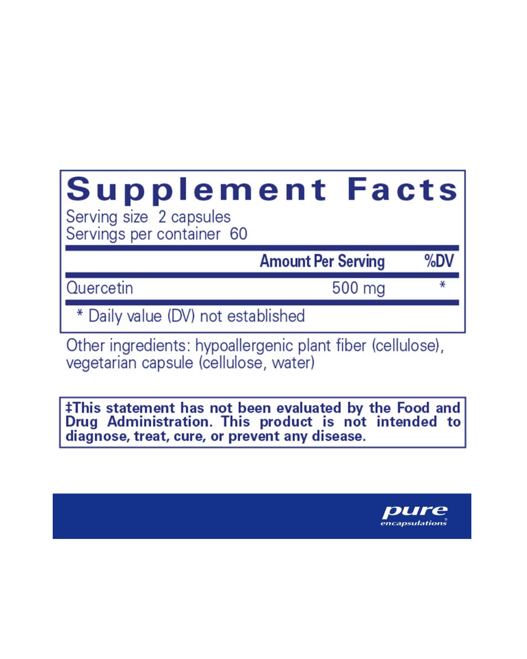 Pure Encapsulations Quercetin supplement container and label packaging