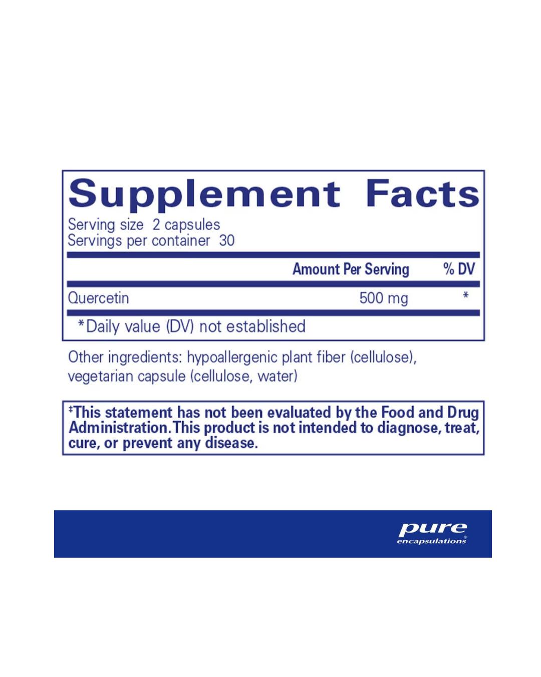 Pure Encapsulations Quercetin supplement container and label packaging
