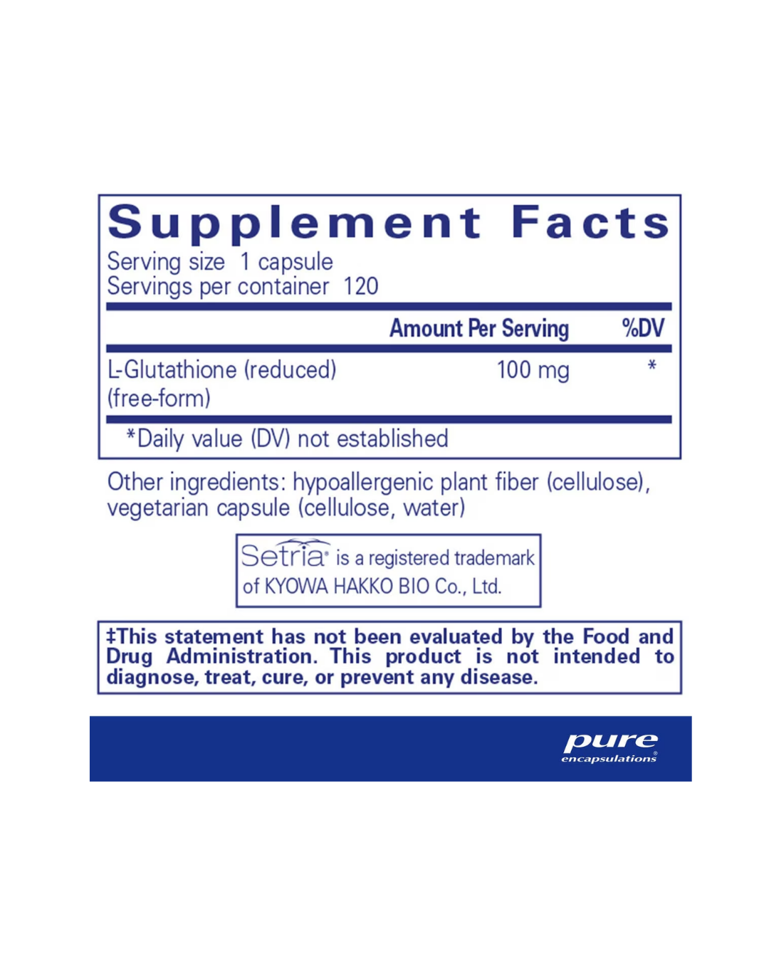 Pure Encapsulations Reduced Glutathione supplement bottle packaging design