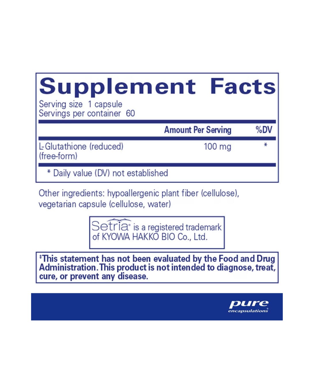 Pure Encapsulations Reduced Glutathione supplement bottle packaging design
