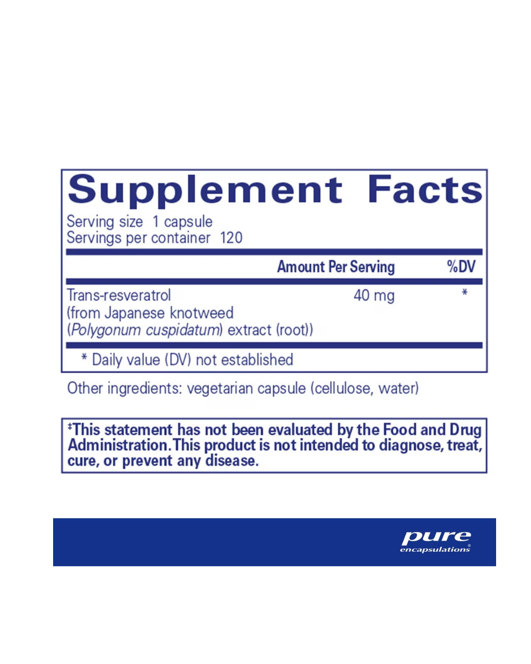 Pure Encapsulations Resveratrol supplement packaging bottle image