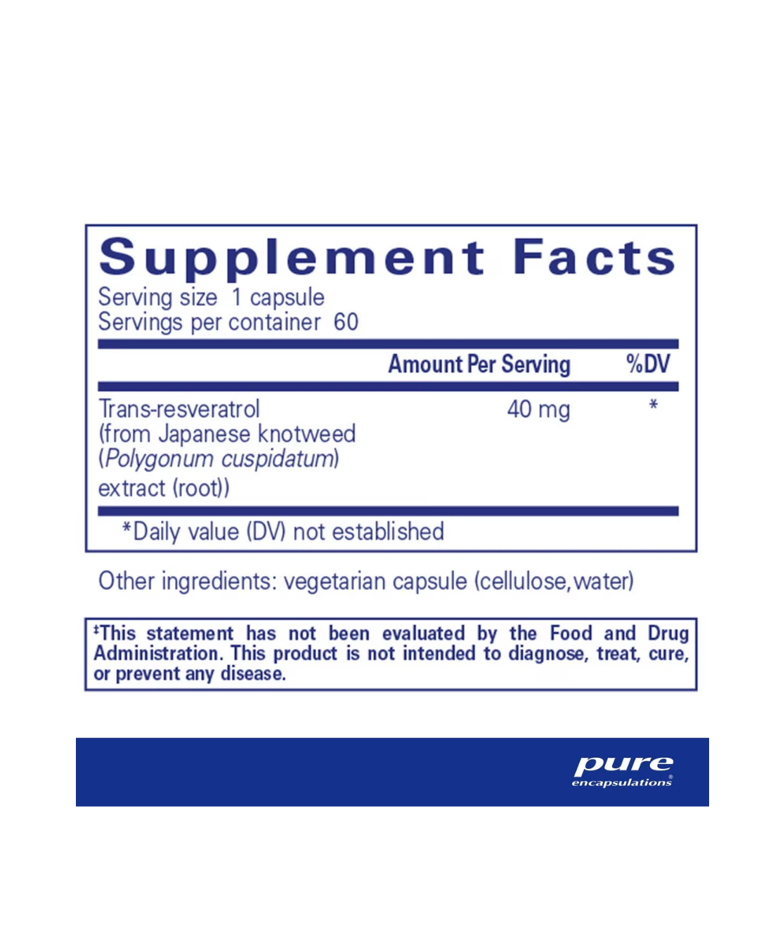 Pure Encapsulations Resveratrol supplement packaging bottle image