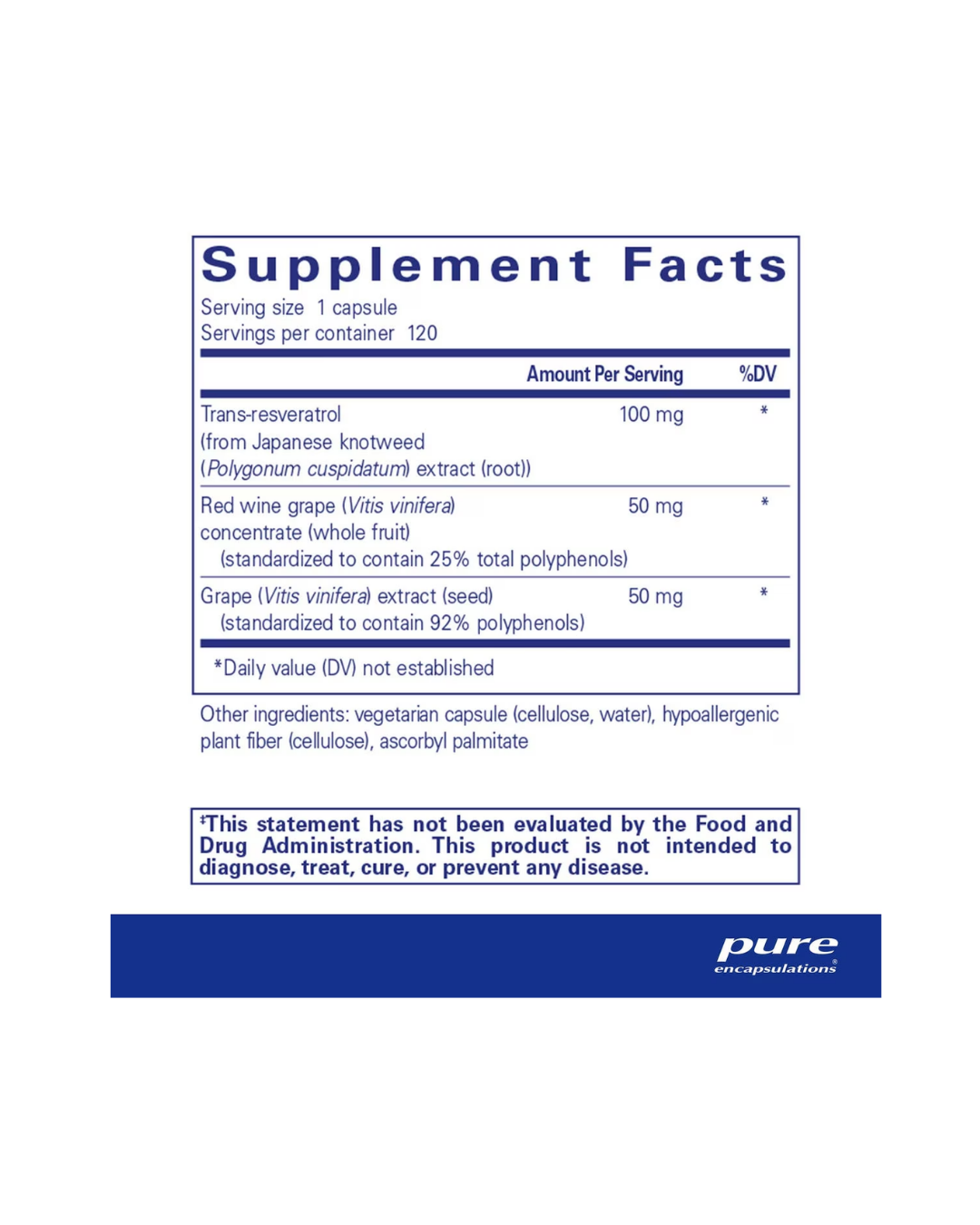 Pure Encapsulations Resveratrol EXTRA supplement bottle front label